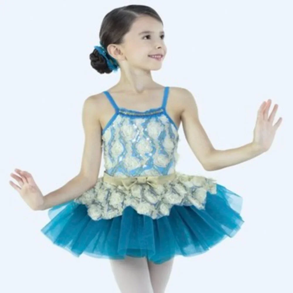 Revolution Dance Costume Flower Fairy's Lullaby Bodysuit Tutu Child's LARGE Blue